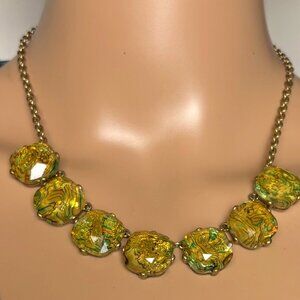 C.I.T.Y. Necklace Gold Green Black Marbled Pieces 17" + 3" Extender NWT